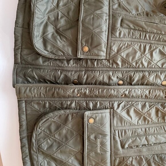 Barbour Olive Quilted Jacket with Brown Collar - Picture 2 of 7